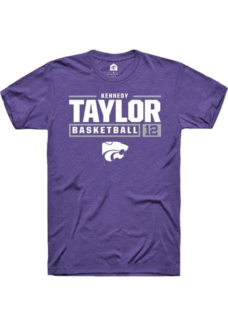 Kennedy Taylor Purple K-State Wildcats NIL Stacked Box Short Sleeve T Shirt