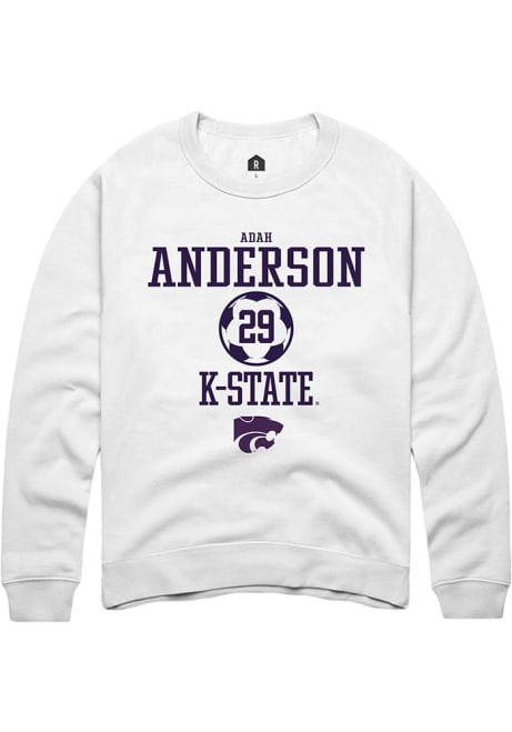 Adah Anderson Rally Mens White K-State Wildcats NIL Sport Icon Crew Sweatshirt