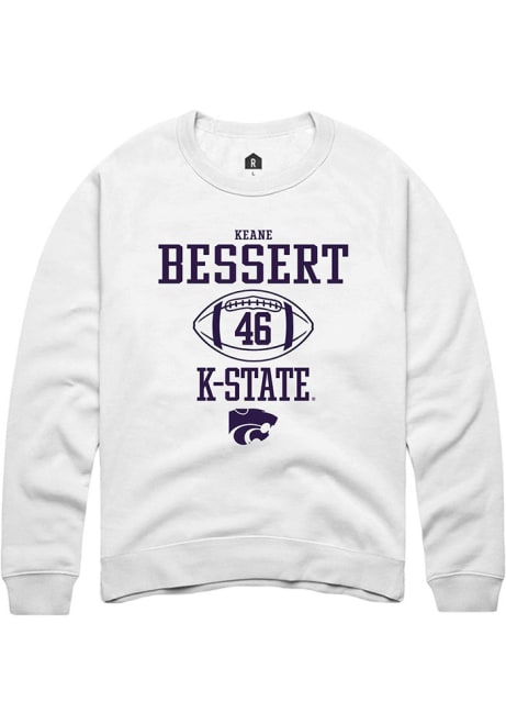 Keane Bessert Rally Mens White K-State Wildcats NIL Sport Icon Crew Sweatshirt