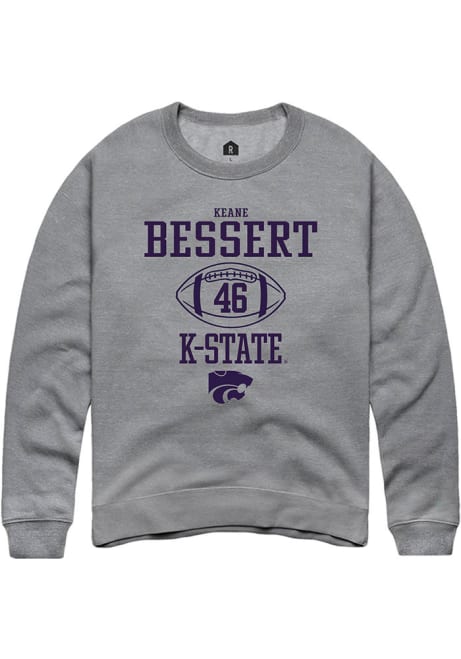 Keane Bessert Rally Mens Graphite K-State Wildcats NIL Sport Icon Crew Sweatshirt