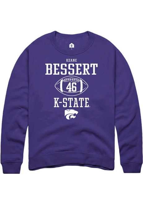 Keane Bessert Rally Mens Purple K-State Wildcats NIL Sport Icon Crew Sweatshirt