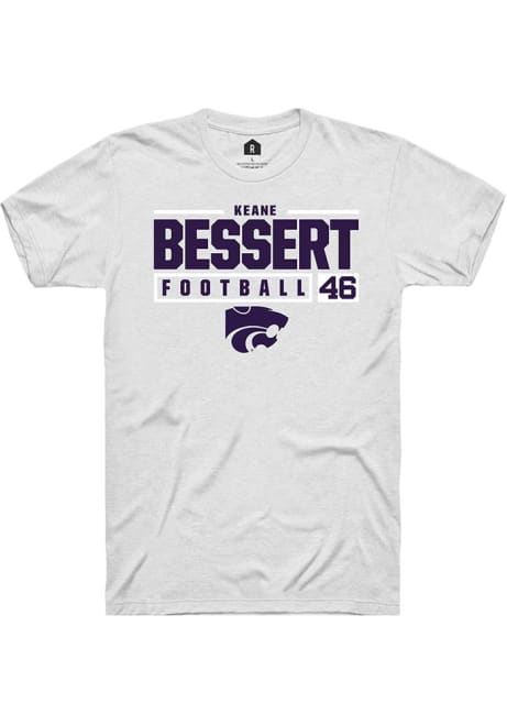 Keane Bessert White K-State Wildcats NIL Stacked Box Short Sleeve T Shirt