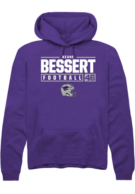 Keane Bessert Rally Mens Purple K-State Wildcats NIL Stacked Box Hooded Sweatshirt