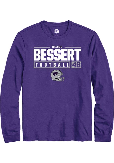 Keane Bessert Rally Mens Purple K-State Wildcats NIL Stacked Box Tee