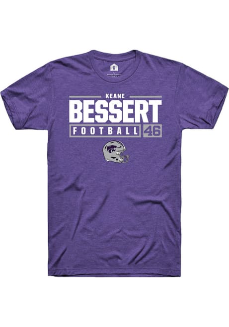 Keane Bessert Purple K-State Wildcats NIL Stacked Box Short Sleeve T Shirt