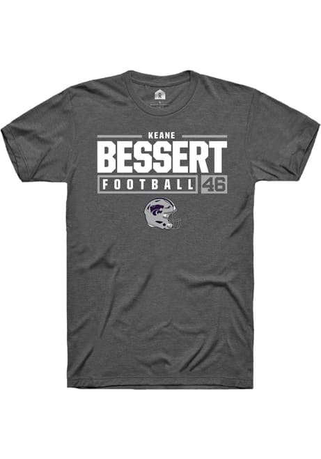 Keane Bessert Dark Grey K-State Wildcats NIL Stacked Box Short Sleeve T Shirt