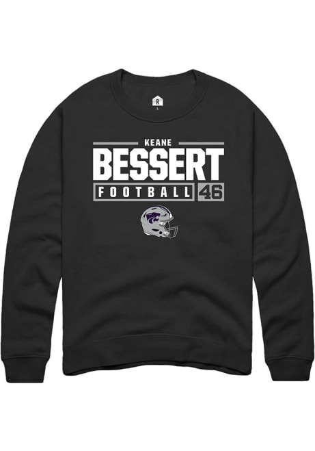 Keane Bessert Rally Mens Black K-State Wildcats NIL Stacked Box Crew Sweatshirt