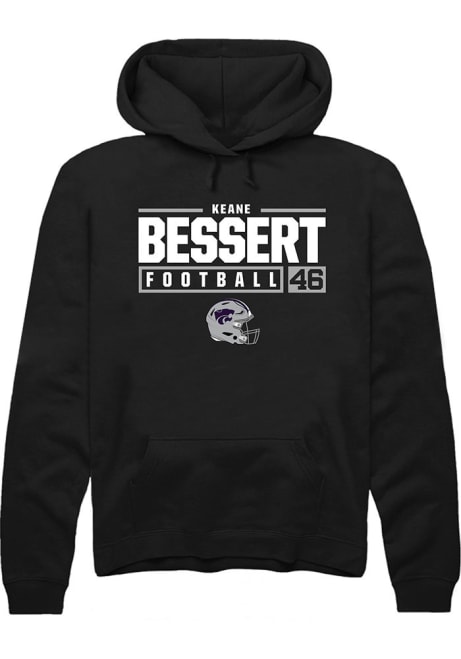 Keane Bessert Rally Mens Black K-State Wildcats NIL Stacked Box Hooded Sweatshirt