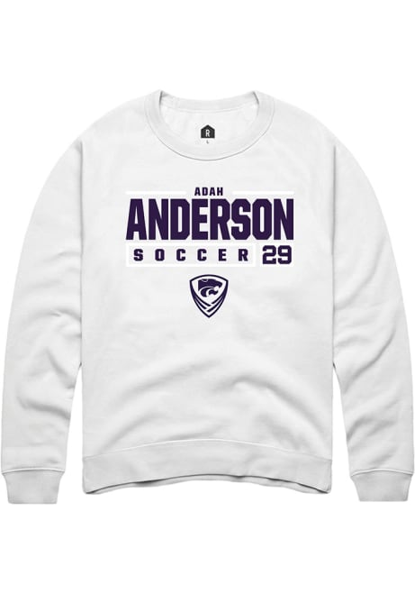 Adah Anderson Rally Mens White K-State Wildcats NIL Stacked Box Crew Sweatshirt