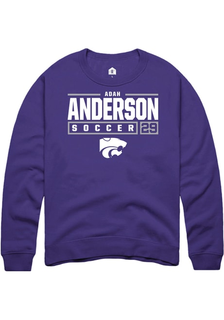 Adah Anderson Rally Mens Purple K-State Wildcats NIL Stacked Box Crew Sweatshirt