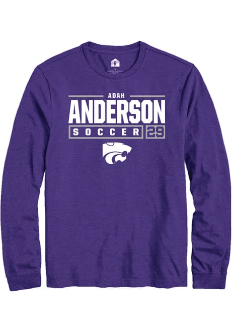 Adah Anderson Rally Mens Purple K-State Wildcats NIL Stacked Box Tee