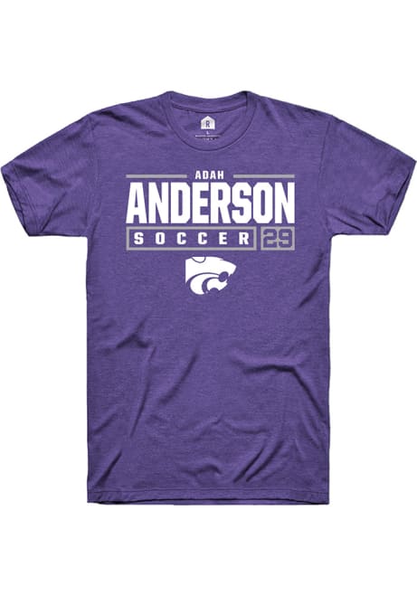 Adah Anderson Purple K-State Wildcats NIL Stacked Box Short Sleeve T Shirt