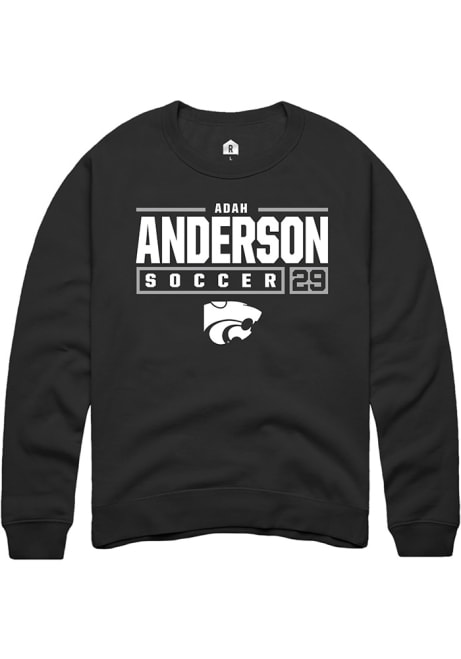 Adah Anderson Rally Mens Black K-State Wildcats NIL Stacked Box Crew Sweatshirt