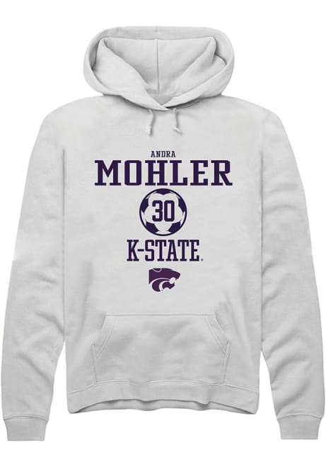 Andra Mohler Rally Mens White K-State Wildcats NIL Sport Icon Hooded Sweatshirt