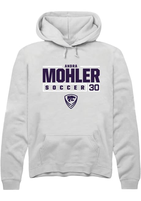 Andra Mohler Rally Mens White K-State Wildcats NIL Stacked Box Hooded Sweatshirt
