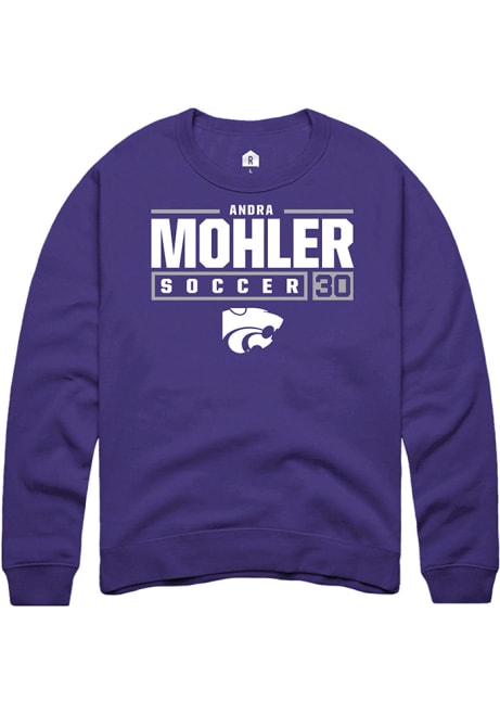 Andra Mohler Rally Mens Purple K-State Wildcats NIL Stacked Box Crew Sweatshirt