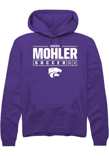 Andra Mohler Rally Mens Purple K-State Wildcats NIL Stacked Box Hooded Sweatshirt