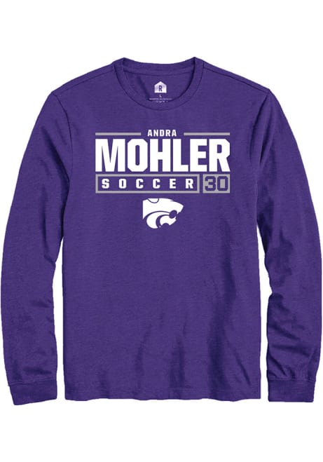 Andra Mohler Rally Mens Purple K-State Wildcats NIL Stacked Box Tee