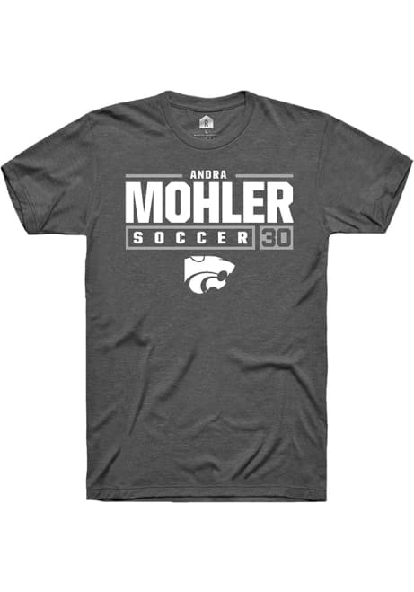 Andra Mohler Dark Grey K-State Wildcats NIL Stacked Box Short Sleeve T Shirt