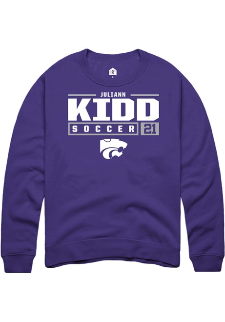 Juliann Kidd Rally Mens Purple K-State Wildcats NIL Stacked Box Crew Sweatshirt