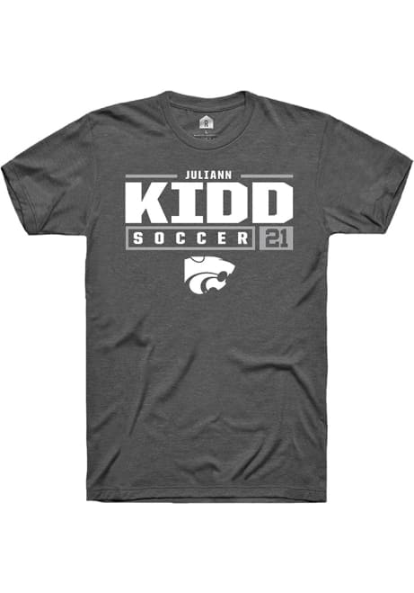 Juliann Kidd Dark Grey K-State Wildcats NIL Stacked Box Short Sleeve T Shirt