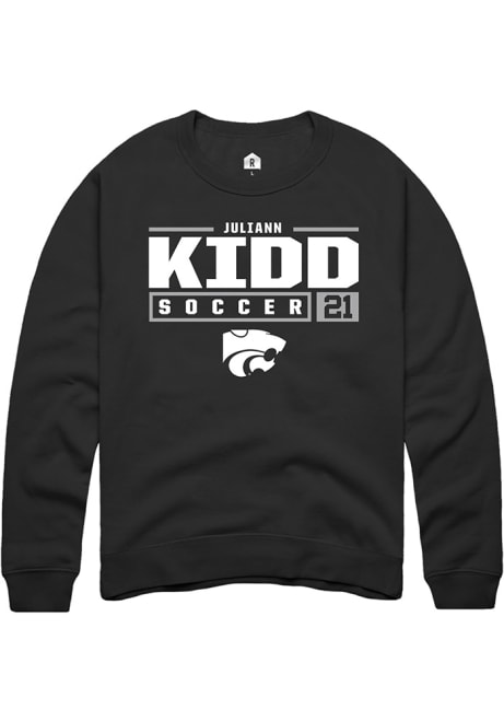 Juliann Kidd Rally Mens Black K-State Wildcats NIL Stacked Box Crew Sweatshirt