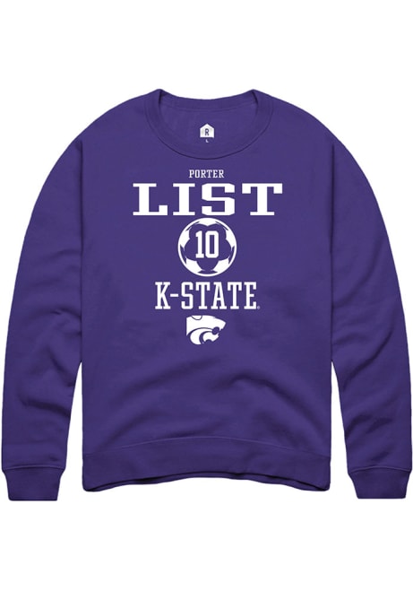 Porter List Rally Mens Purple K-State Wildcats NIL Sport Icon Crew Sweatshirt