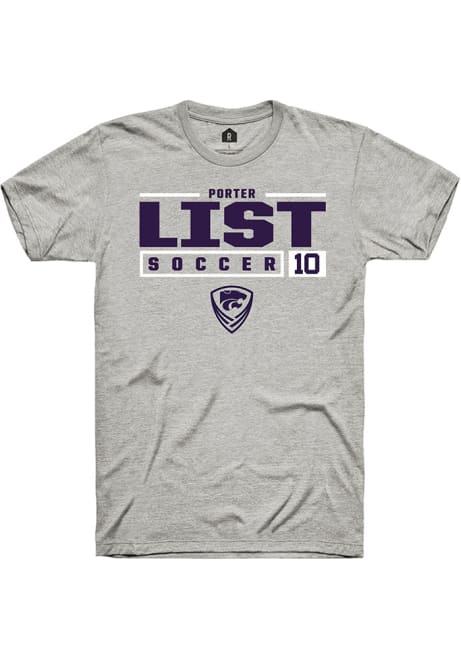 Porter List Ash K-State Wildcats NIL Stacked Box Short Sleeve T Shirt