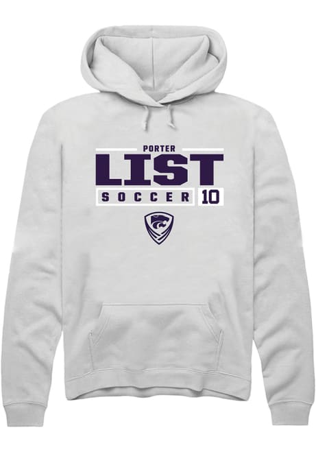 Porter List Rally Mens White K-State Wildcats NIL Stacked Box Hooded Sweatshirt