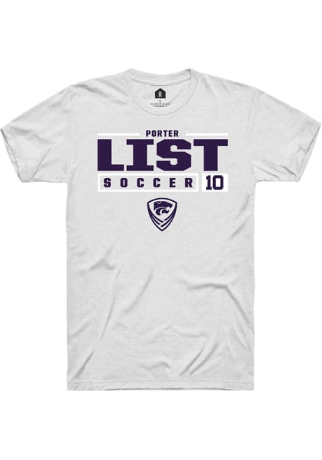 Porter List White K-State Wildcats NIL Stacked Box Short Sleeve T Shirt