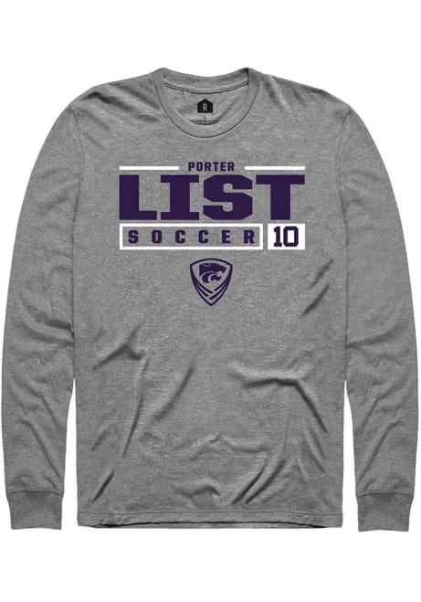 Porter List Rally Mens Graphite K-State Wildcats NIL Stacked Box Tee