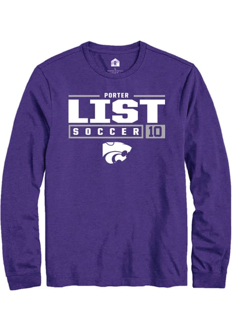 Porter List Rally Mens Purple K-State Wildcats NIL Stacked Box Tee