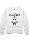 Main image for Monica Brauner  Rally Missouri Tigers Mens White NIL Sport Icon Long Sleeve Crew Sweatshirt