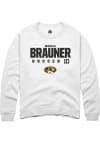 Main image for Monica Brauner  Rally Missouri Tigers Mens White NIL Stacked Box Long Sleeve Crew Sweatshirt