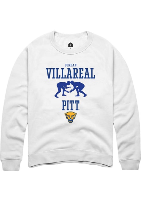 Jordan Villareal Rally Mens White Pitt Panthers NIL Sport Icon Crew Sweatshirt