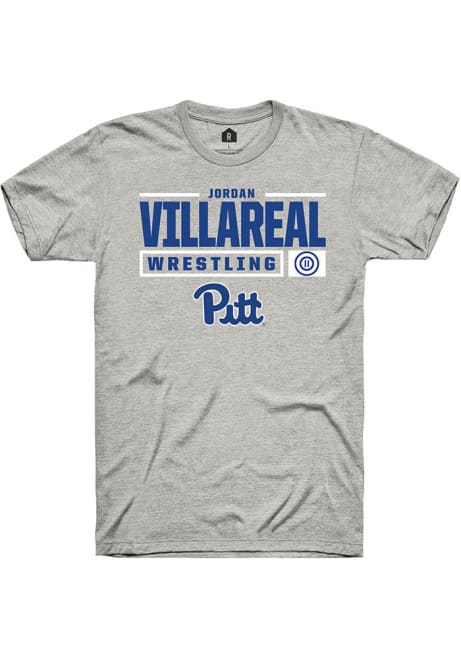 Jordan Villareal Ash Pitt Panthers NIL Stacked Box Short Sleeve T Shirt