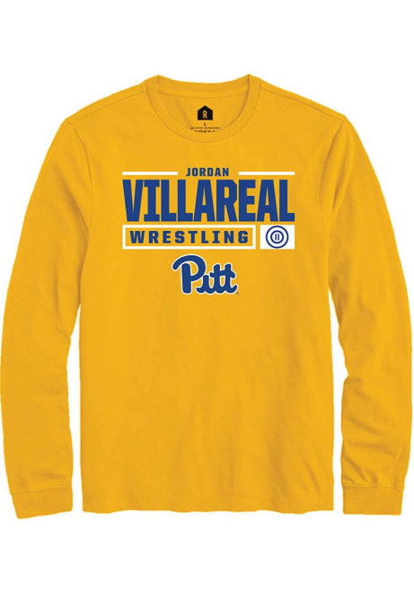 Jordan Villareal Rally Mens Gold Pitt Panthers NIL Stacked Box Tee