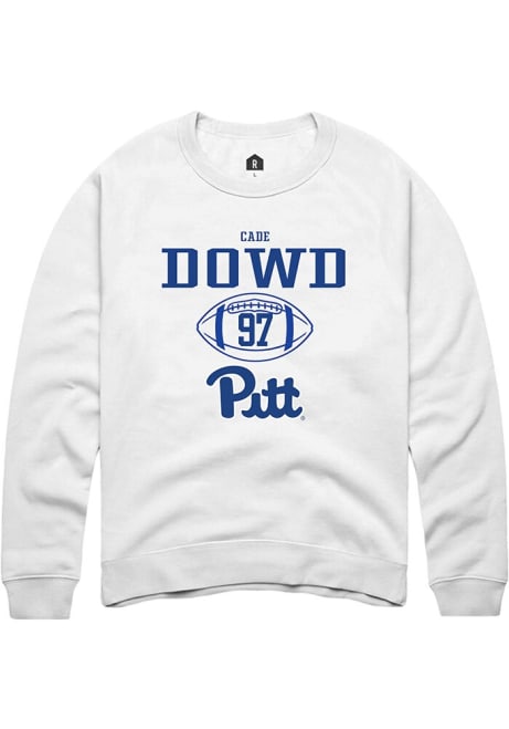 Cade Dowd Rally Mens White Pitt Panthers NIL Sport Icon Crew Sweatshirt