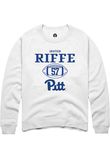 Graysen Riffe Rally Mens White Pitt Panthers NIL Sport Icon Crew Sweatshirt