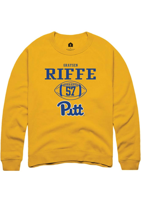 Graysen Riffe Rally Mens Gold Pitt Panthers NIL Sport Icon Crew Sweatshirt