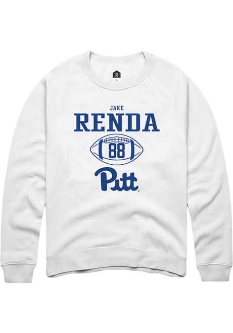 Jake Renda Rally Mens White Pitt Panthers NIL Sport Icon Design Crew Sweatshirt