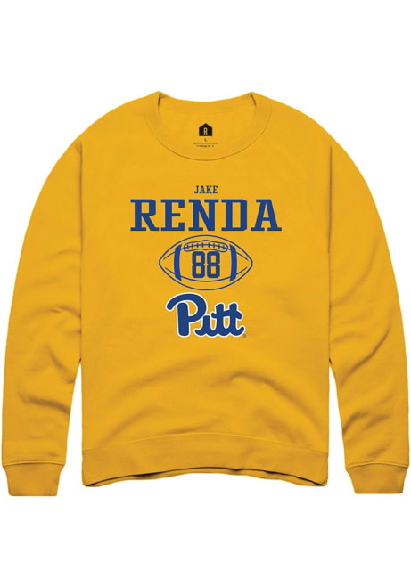 Jake Renda Rally Mens Gold Pitt Panthers NIL Sport Icon Design Crew Sweatshirt