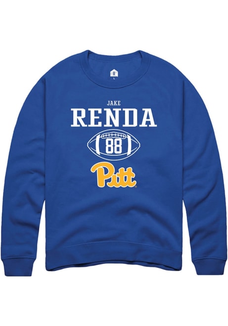 Jake Renda Rally Mens Blue Pitt Panthers NIL Sport Icon Crew Sweatshirt