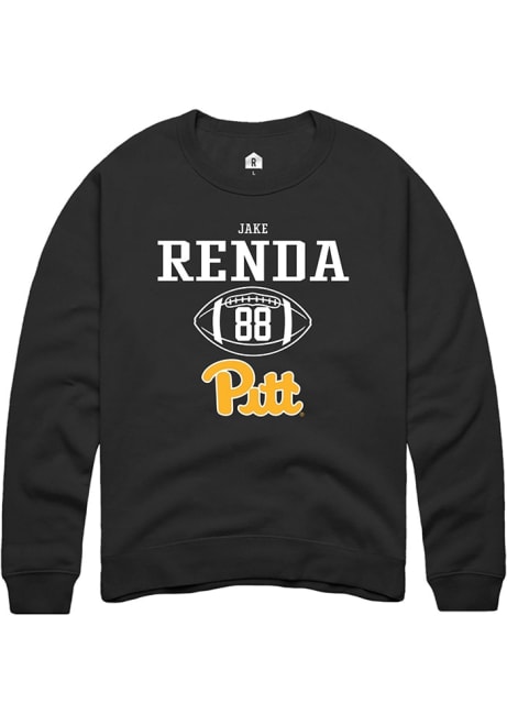 Jake Renda Rally Mens Black Pitt Panthers NIL Sport Icon Design Crew Sweatshirt