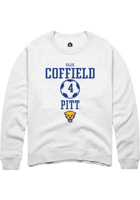 Ellie Coffield Rally Mens White Pitt Panthers NIL Sport Icon Crew Sweatshirt