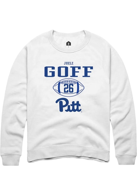 Juelz Goff Rally Mens White Pitt Panthers NIL Sport Icon Crew Sweatshirt