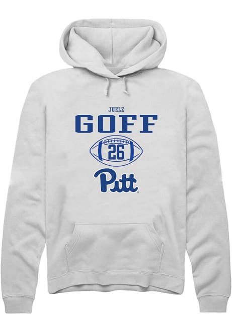 Juelz Goff Rally Mens White Pitt Panthers NIL Sport Icon Hooded Sweatshirt