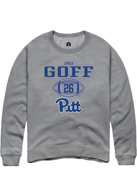 Juelz Goff Rally Mens Graphite Pitt Panthers NIL Sport Icon Crew Sweatshirt