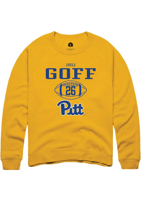 Juelz Goff Rally Mens Gold Pitt Panthers NIL Sport Icon Crew Sweatshirt