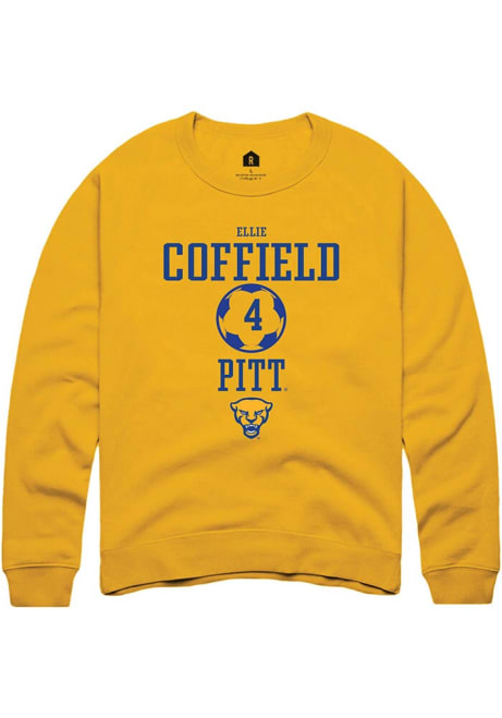 Ellie Coffield Rally Mens Gold Pitt Panthers NIL Sport Icon Crew Sweatshirt